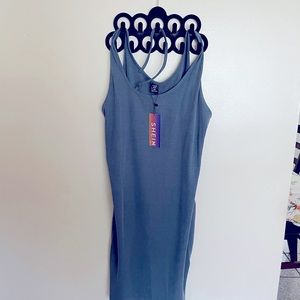 Blue-ish gray dress. Velvet feel. MINI DRESS. SHORT.